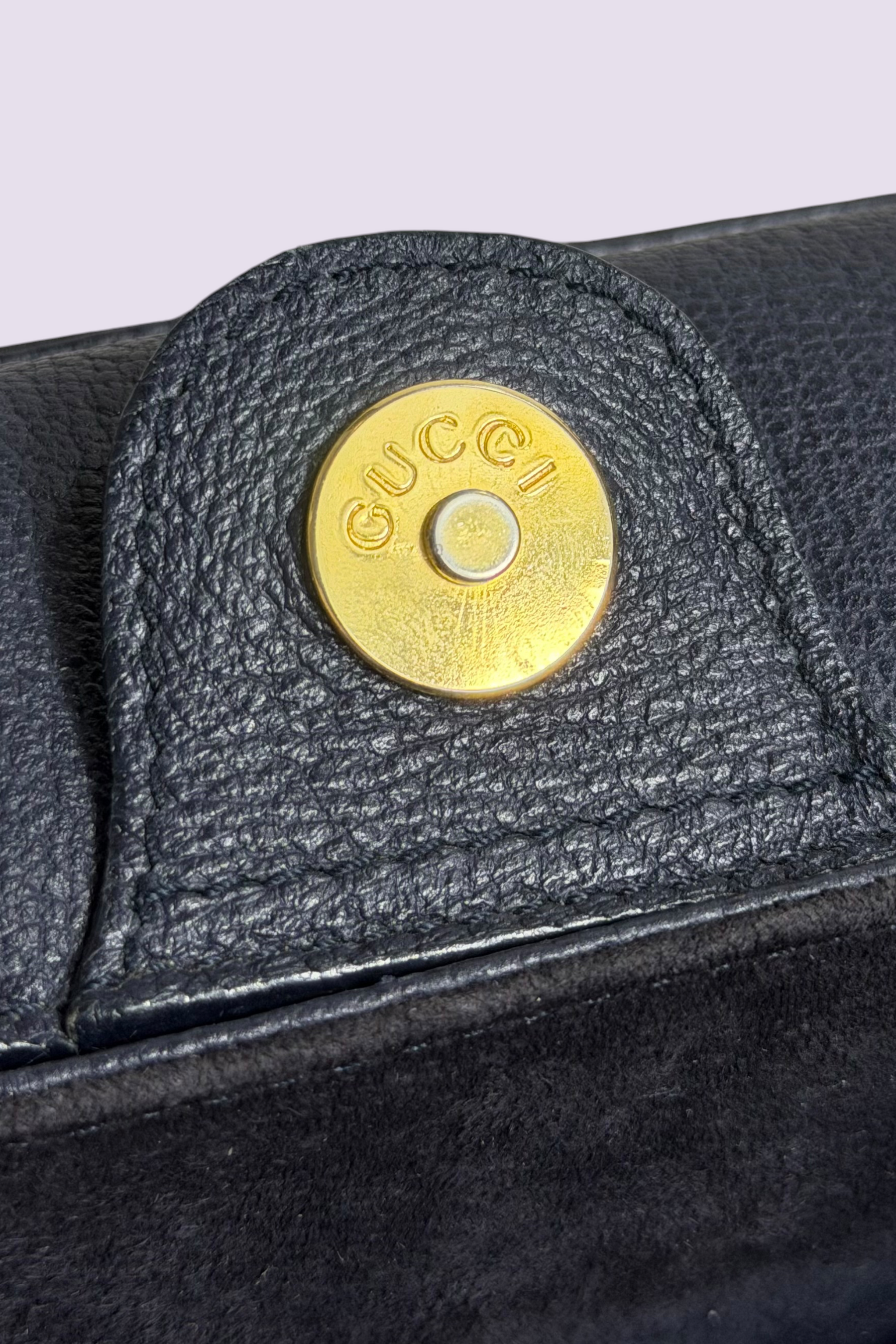 Gucci Bamboo Handle Navy Suede Tote Bag | Italian Vintage