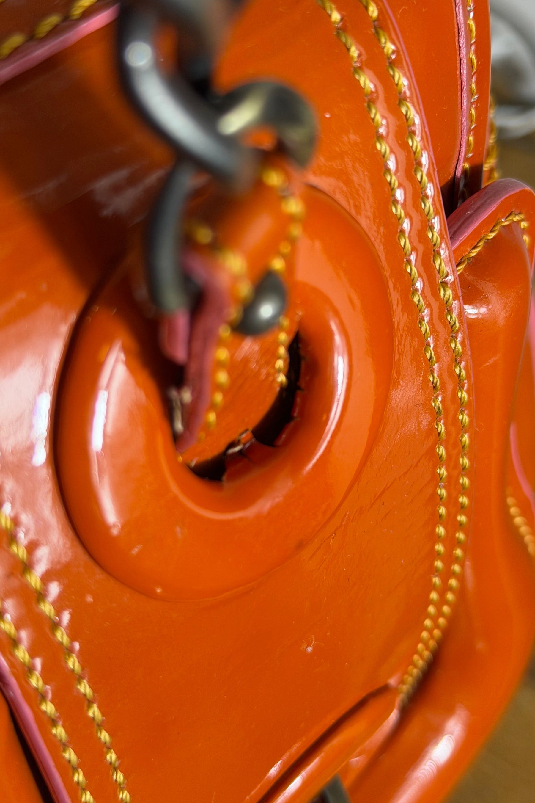 Fendi Orange Patent Vernice Chain Shoulder Bag | Italian Secondhand