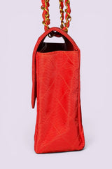 Chanel 90s Small Red Classic Single Flap Bag | French Vintage
