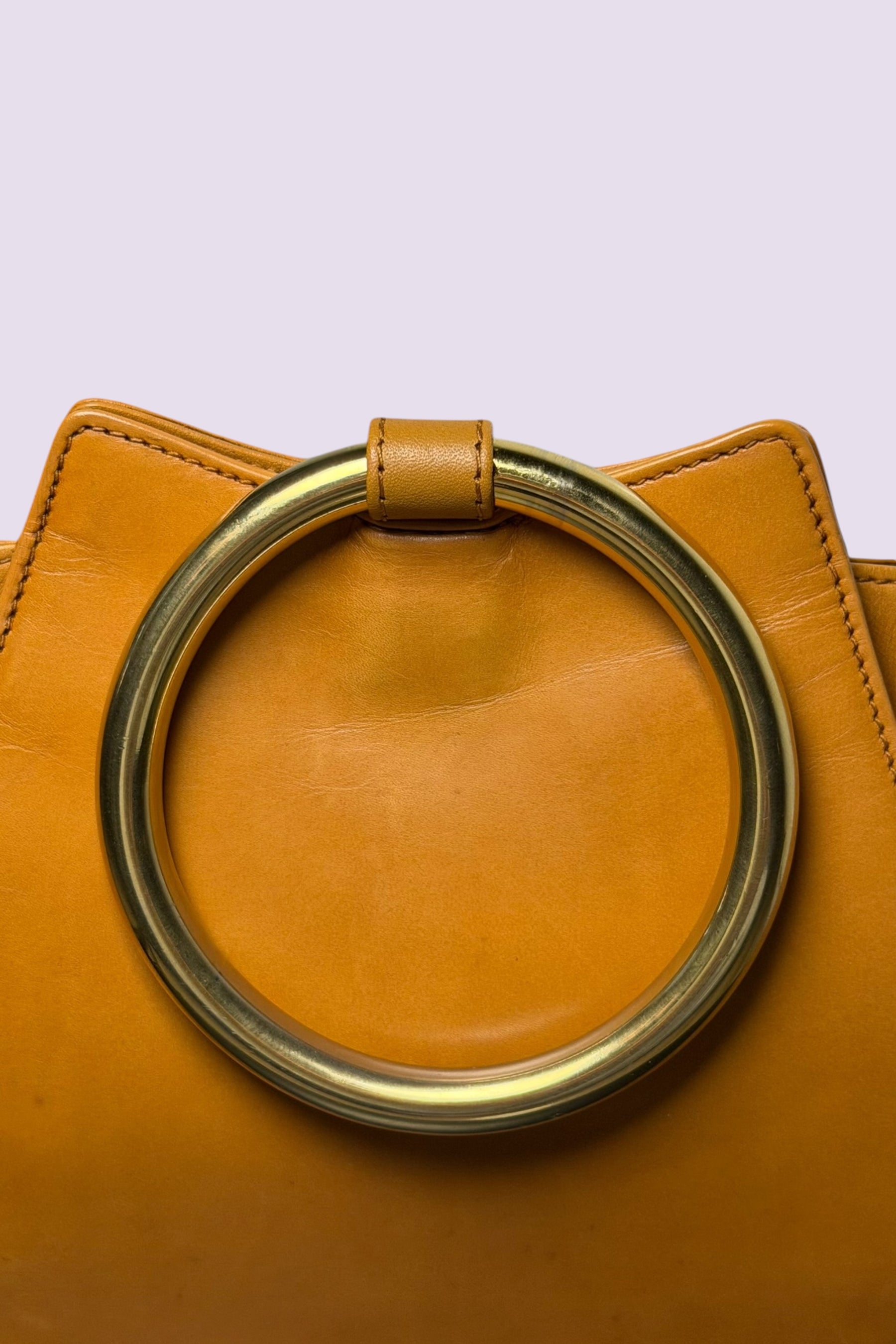 Escada Leather Ring Handle Grommet Bag | Italian Vintage