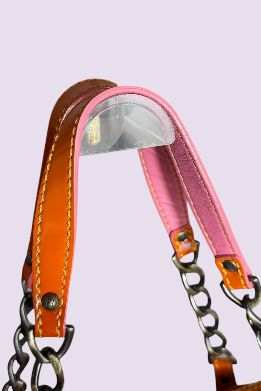Fendi Orange Patent Vernice Chain Shoulder Bag | Italian Secondhand