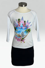 Blugirl by Blumarine Miami Graphic Embellished 3/4 Sleeve Top