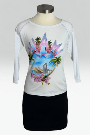 Blugirl by Blumarine Miami Graphic Embellished 3/4 Sleeve Top