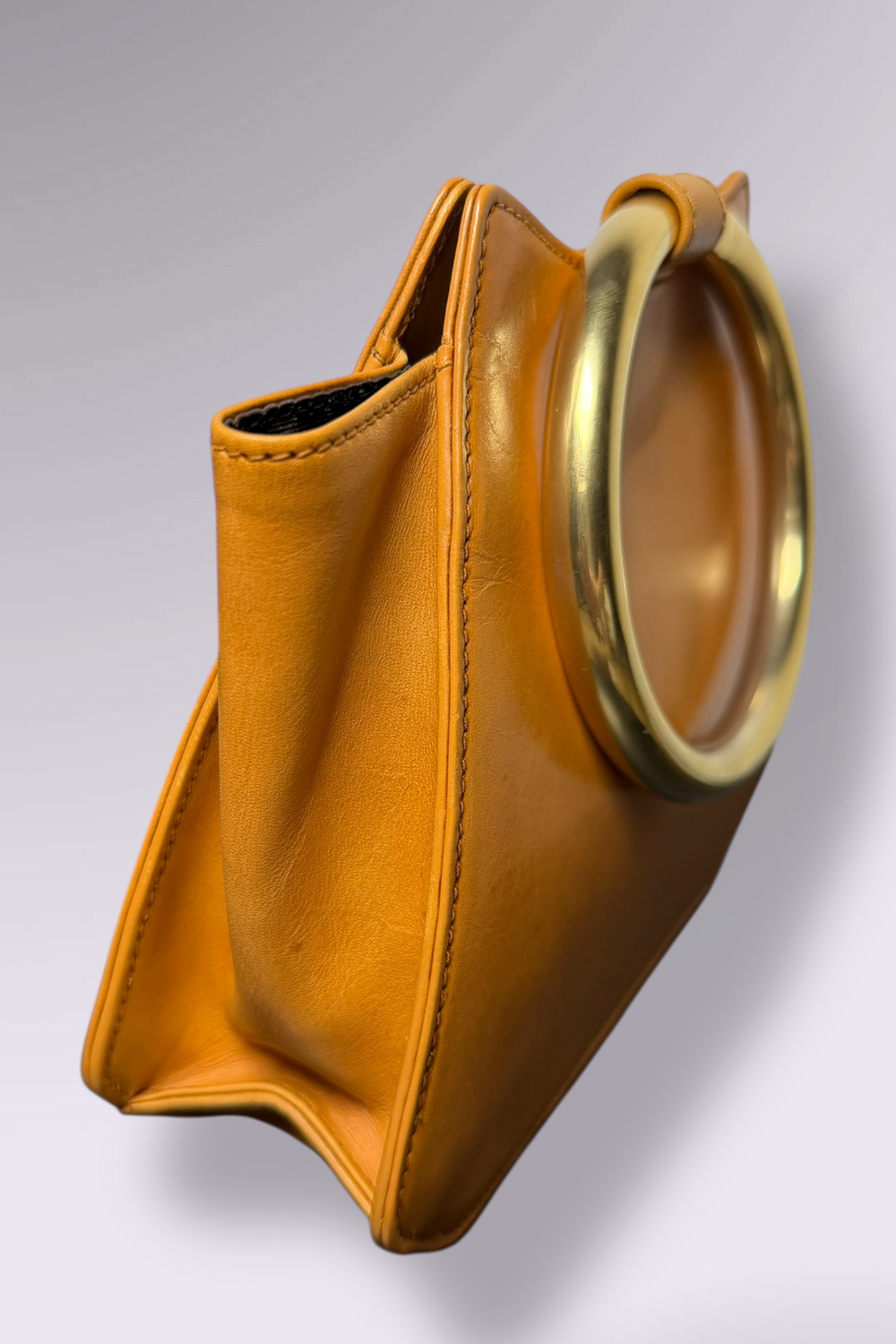 Escada Leather Ring Handle Grommet Bag | Italian Vintage