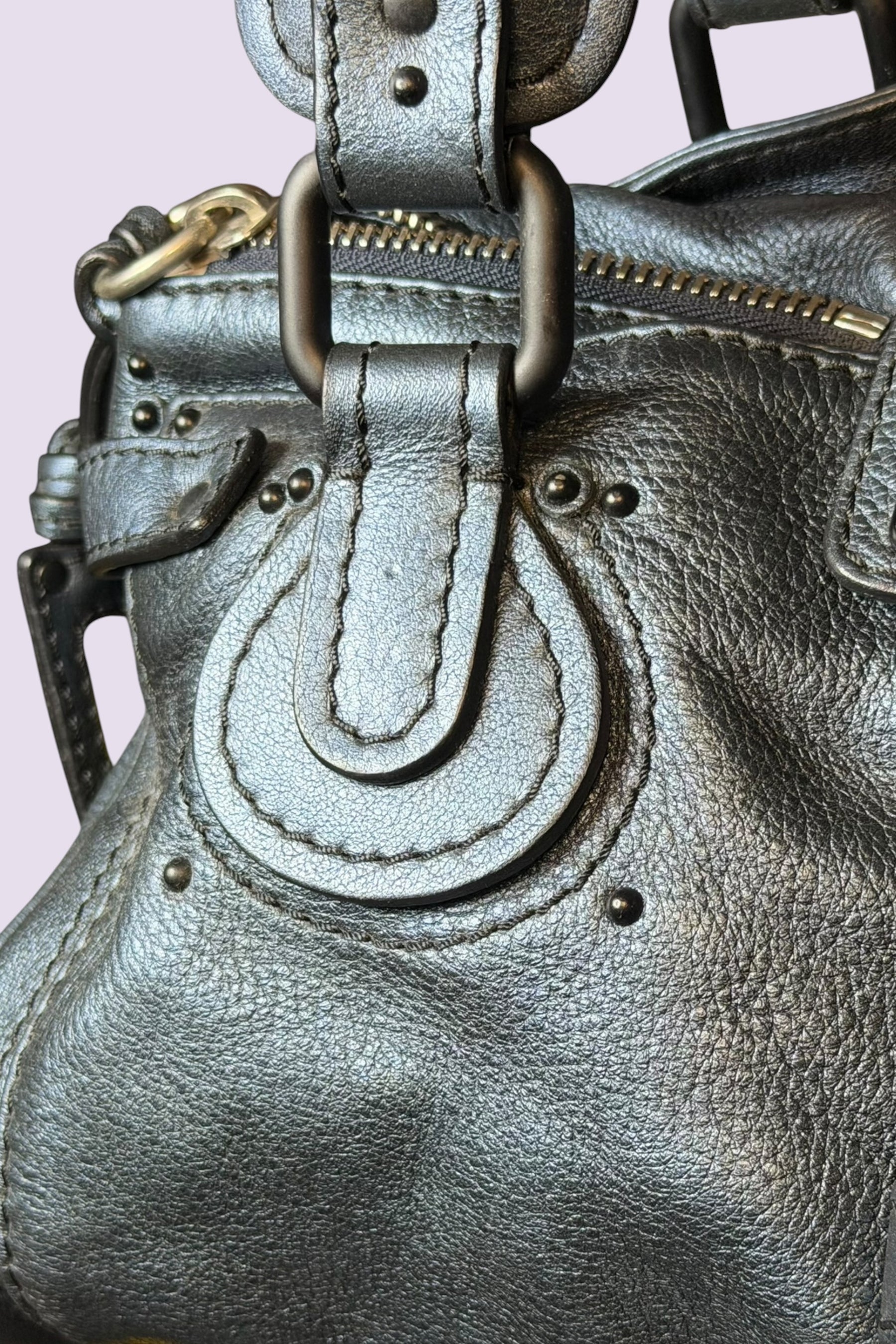 Chloe Paddington Metallic Blue Leather Bag | French Secondhand