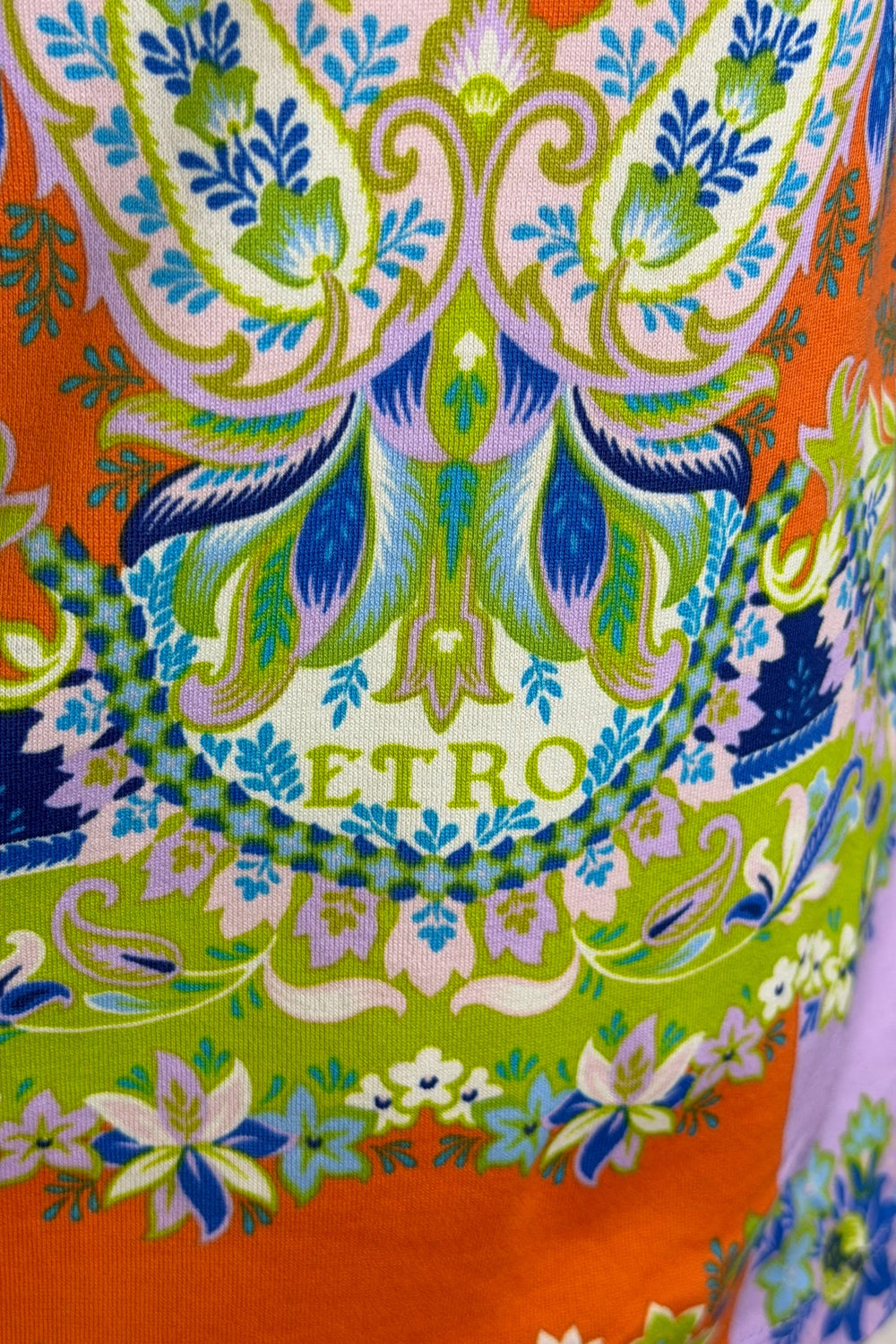 Etro Milano Paisley Floral Print Short Sleeve Stretch Top | Italian Secondhand