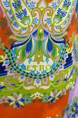 Etro Milano Paisley Floral Print Short Sleeve Stretch Top | Italian Secondhand