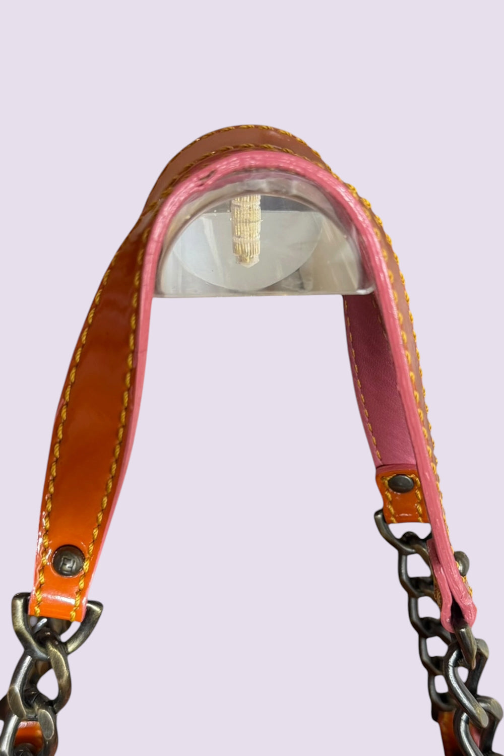 Fendi Orange Patent Vernice Chain Shoulder Bag | Italian Secondhand