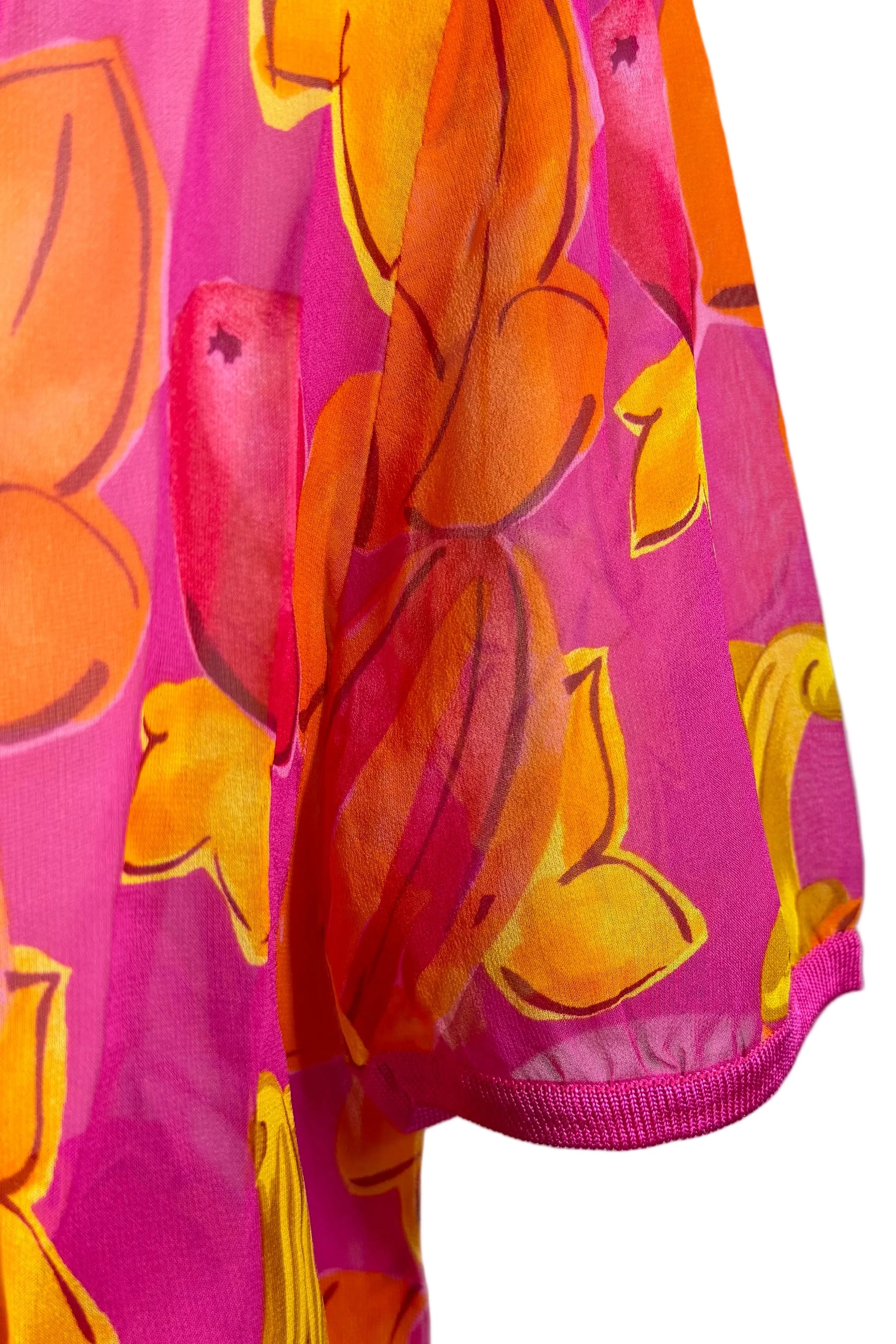Celine Sheer Silk Fruit Print Oversized Fit Top | French Secondhand