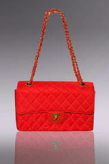 Chanel 90s Small Red Classic Single Flap Bag | French Designer Vintage