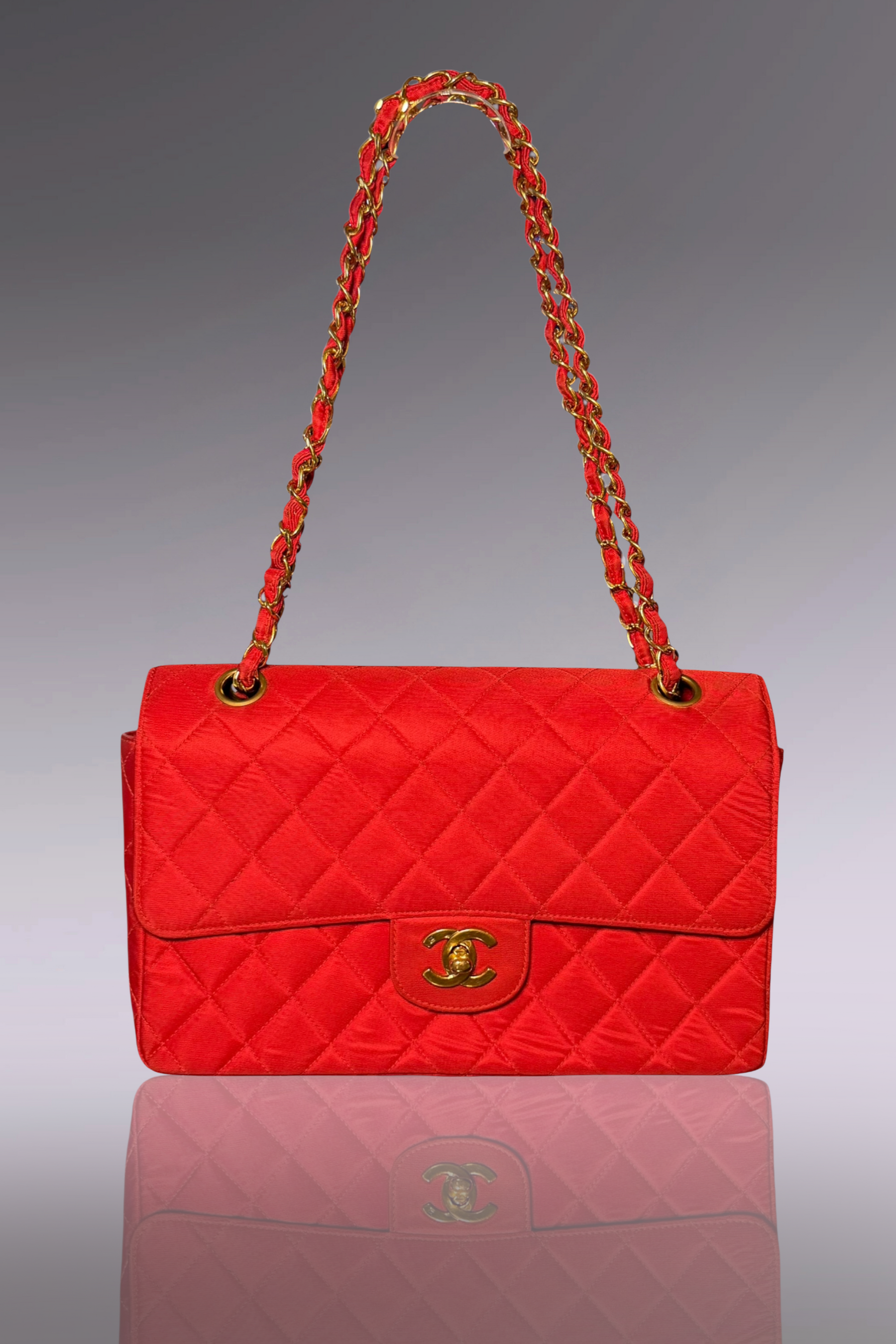 Chanel 90s Small Red Classic Single Flap Bag | French Designer Vintage