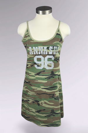 James Coviello for Anna Sui Camo Logo Mini Dress | American Vintage