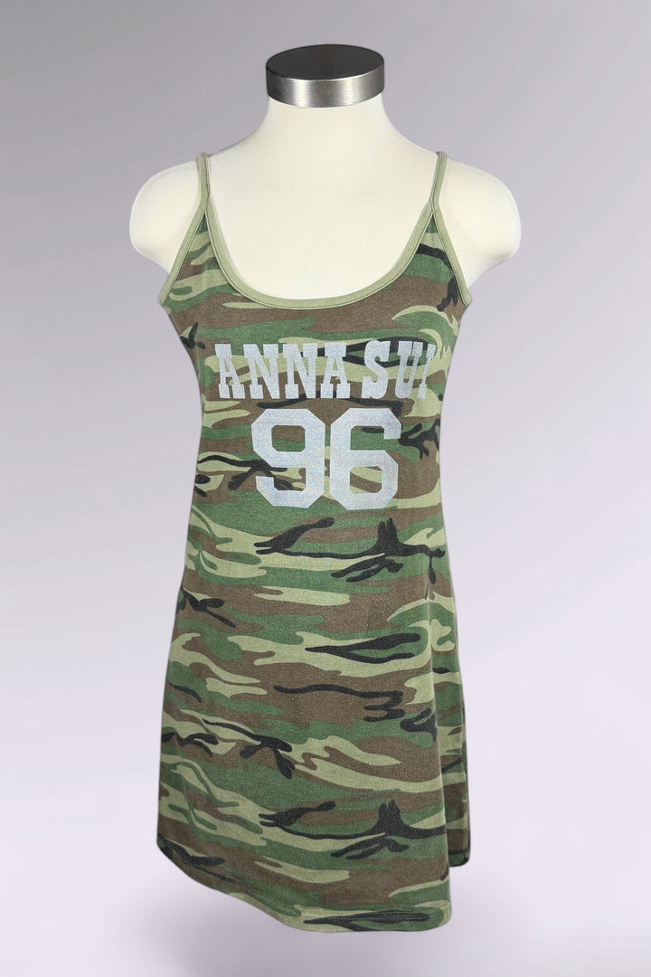 James Coviello for Anna Sui Camo Logo Mini Dress | American Vintage