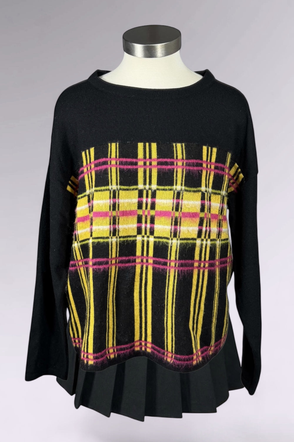 Chacok Plaid Panel Wool Cashmere Blend Sweater | French Secondhand