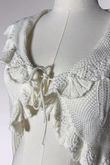 Ralph Lauren Ruffle Knit Tie-Front Sweater | American Vintage