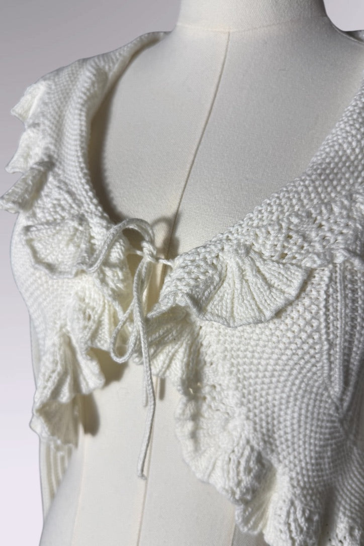 Ralph Lauren Ruffle Knit Tie-Front Sweater | American Vintage