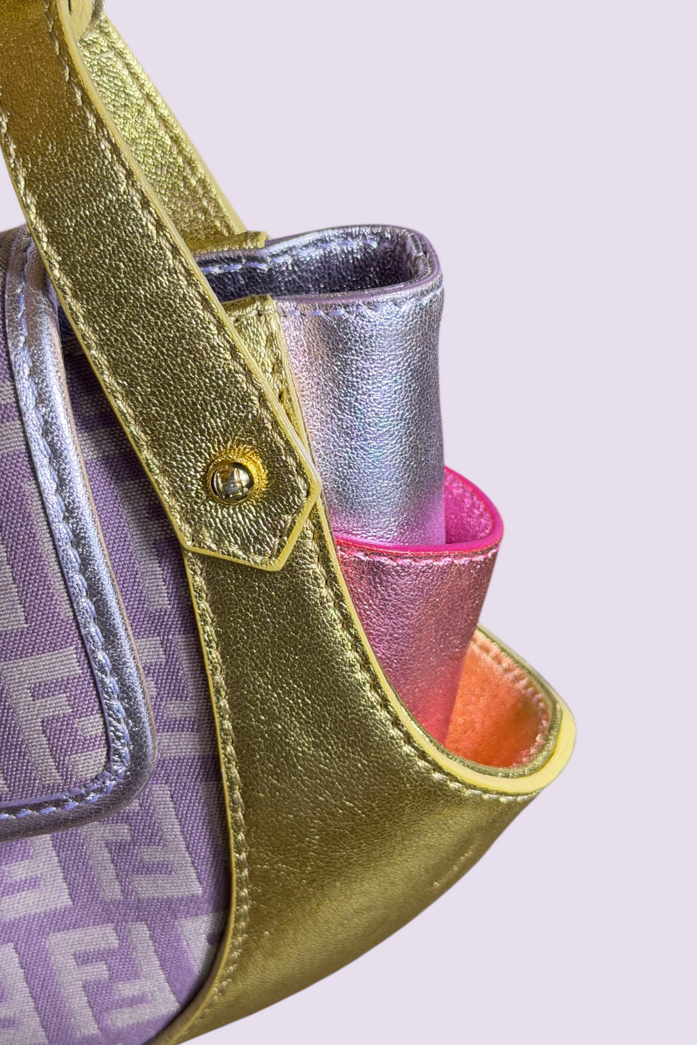 Fendi Zucchino Metallic Leather Shoulder Bag | Italian Secondhand