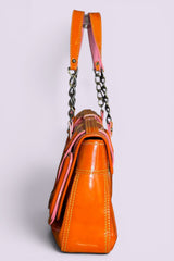 Fendi Orange Patent Vernice Chain Shoulder Bag | Italian Secondhand