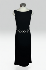 COMING SOON: SYBILLA CIRCLE CUTOUT BLACK MIDI DRESS