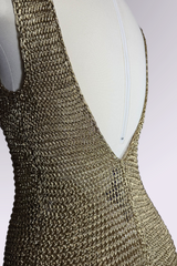 COMING SOON: Ralph Lauren Purple Label Hand Knit Metallic Gold Maxi Dress | American Designer Secondhand