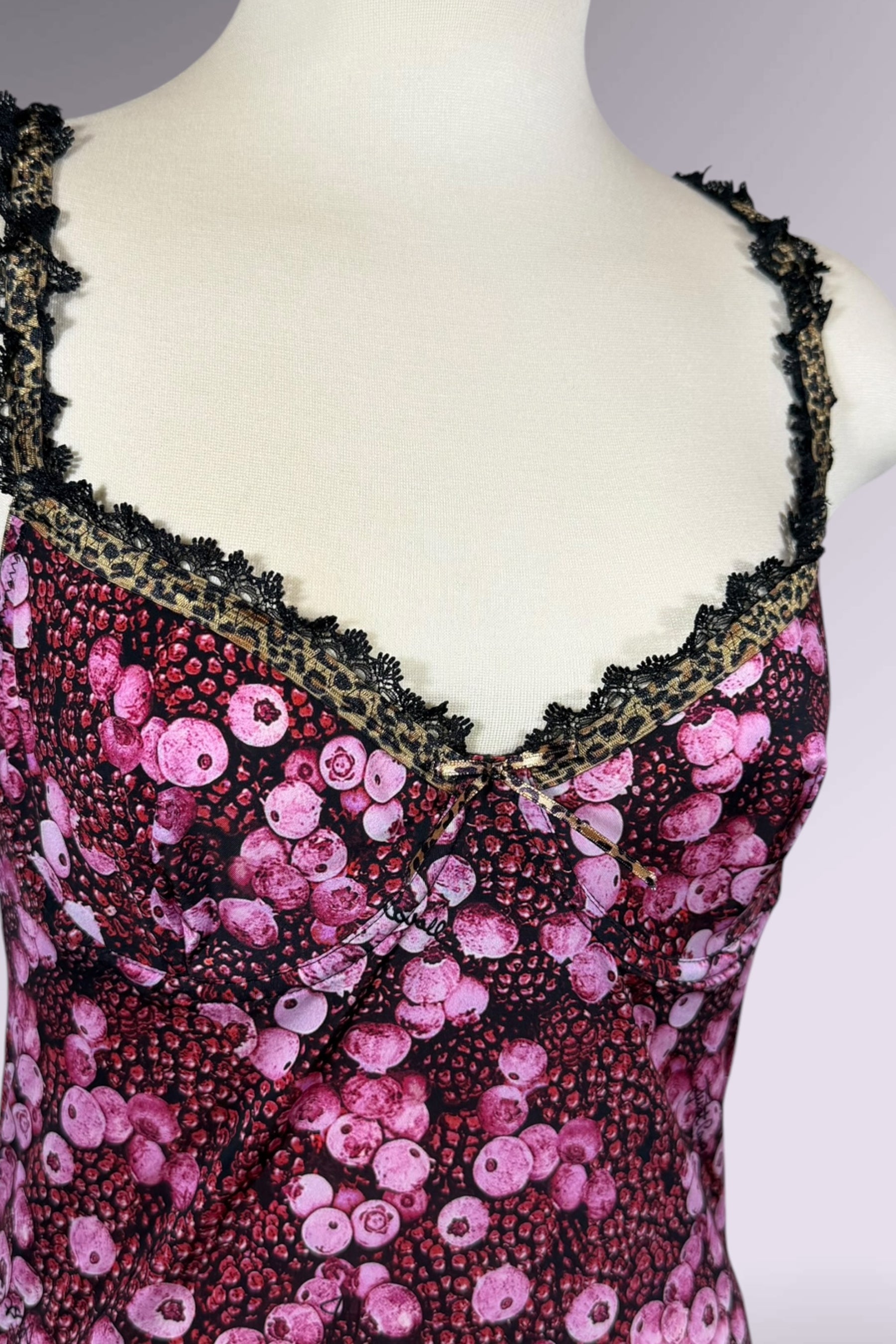 Just Cavalli Berry Print Leopard and Lace Trim Camisole | Italian Secondhand
