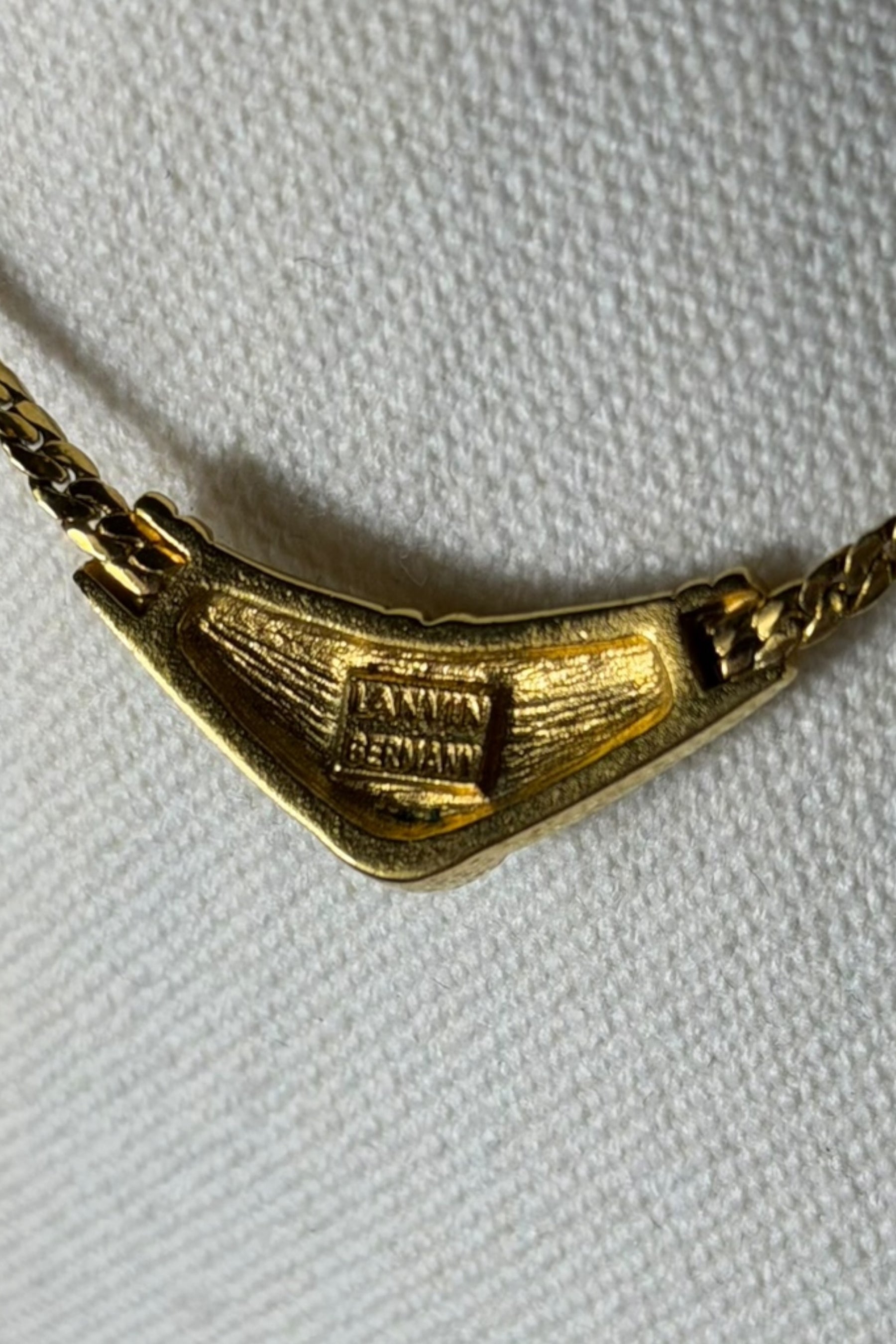 Lanvin Gold-Tone V Pendant Choker Necklace | French Vintage