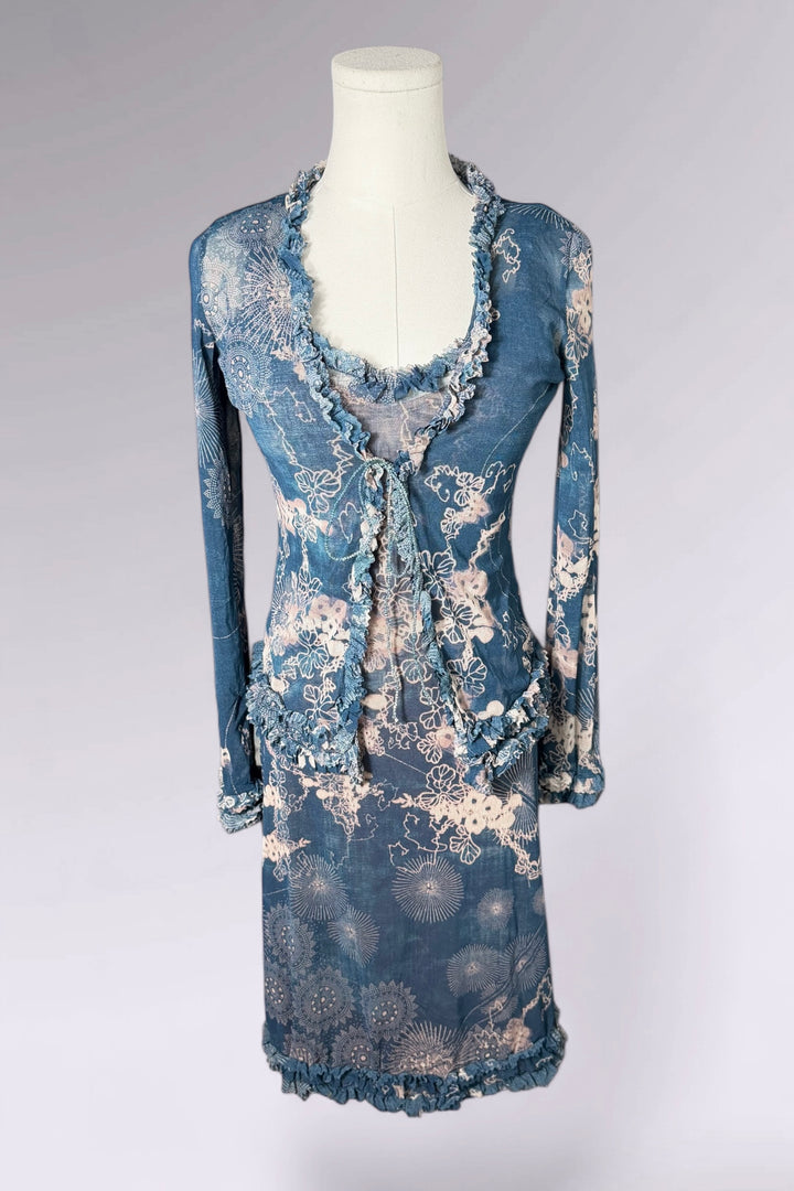 Jean Paul Gaultier Floral Mesh Dress Set | French Designer Vintage