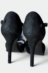 COMING SOON: DIANA BLACK SUEDE BLUE FUR T-STRAP PEEP-TOE HEELS | JAPANESE SECONDHAND