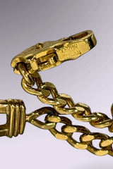 Lanvin LL Gold Tone Chain Bracelet with Pave Letter Detail | French Vintage