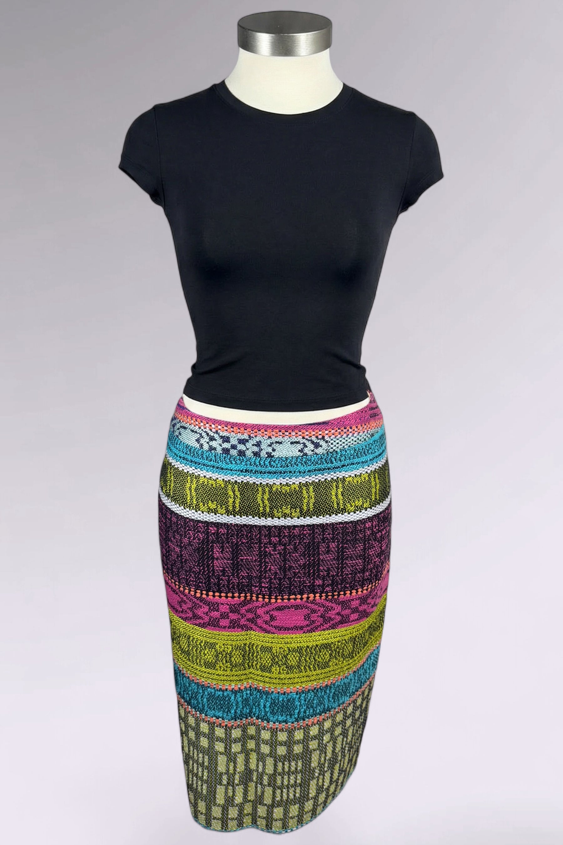 Christian Lacroix Bazaar Textured Patchwork Midi Skirt | French Vintage