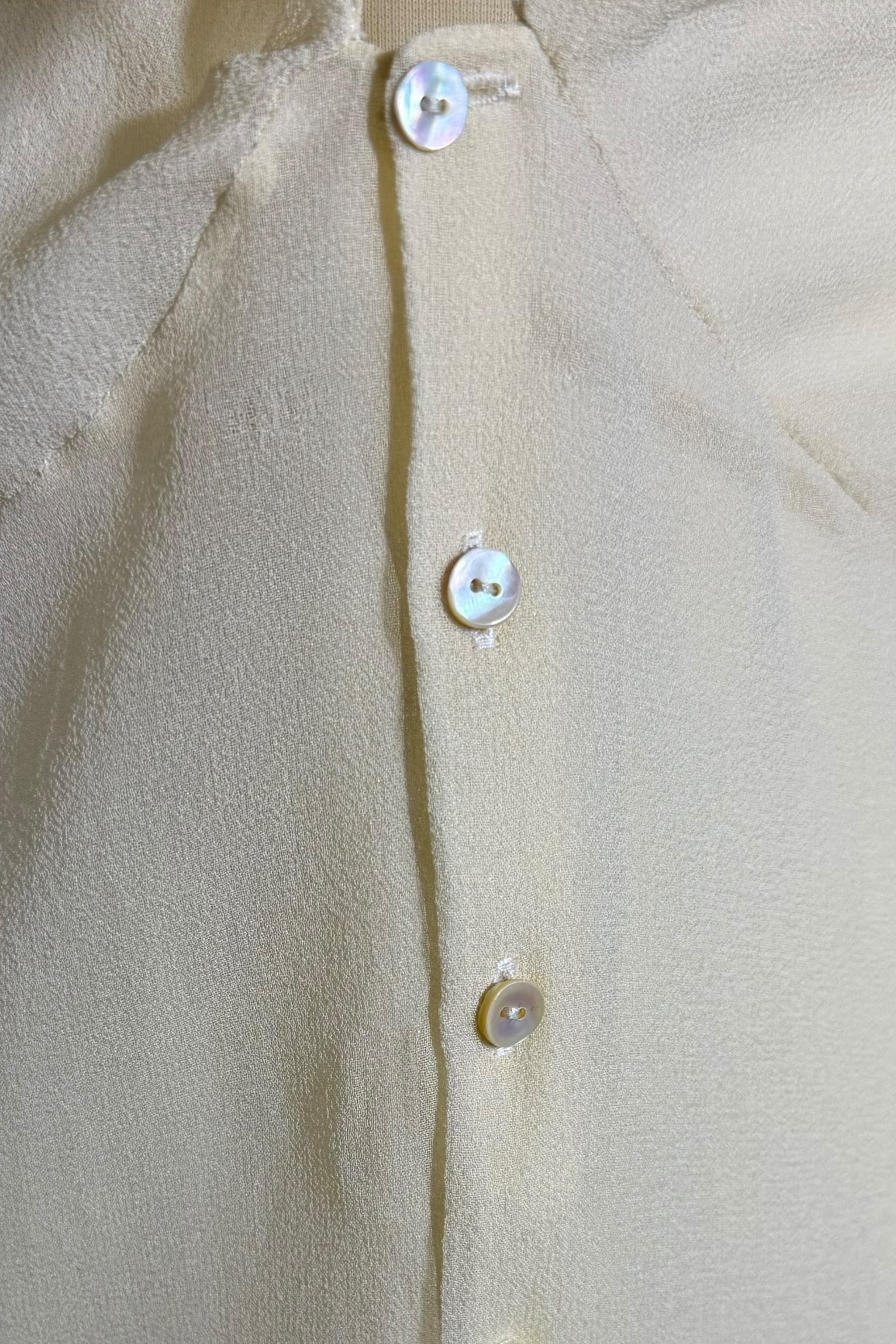 Ralph Lauren Silk Ribbon Tie Short Sleeve Blouse | American Secondhand