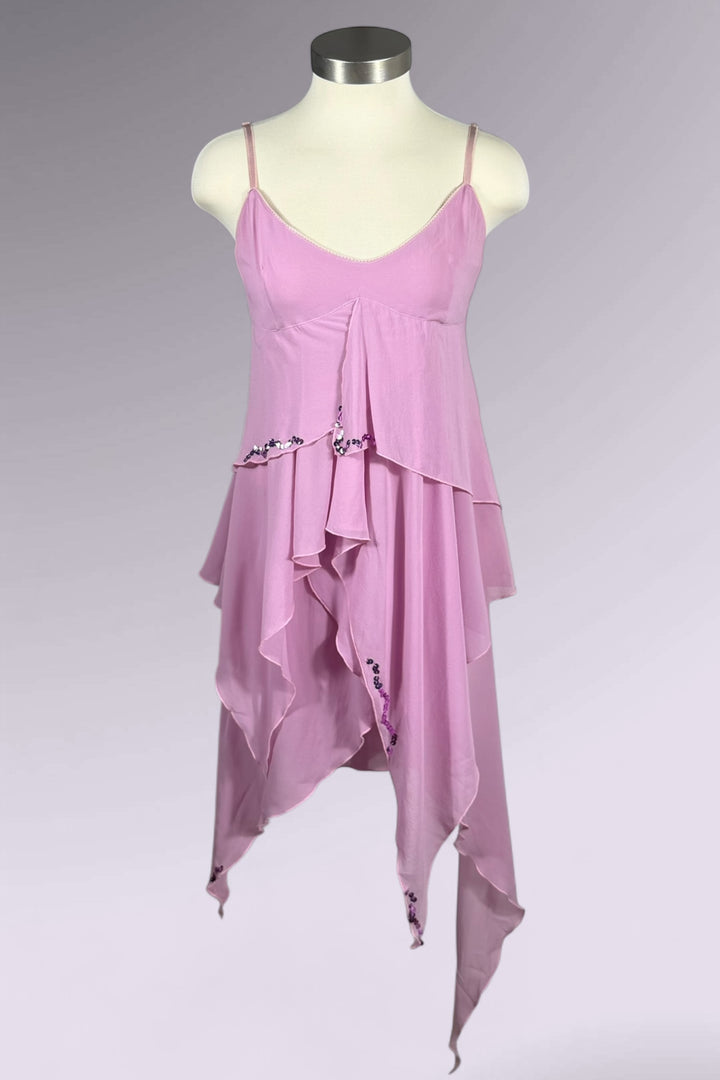 Flavio Castellani Pink Silk Asymmetric Handkerchief Dress | Italian Secondhand