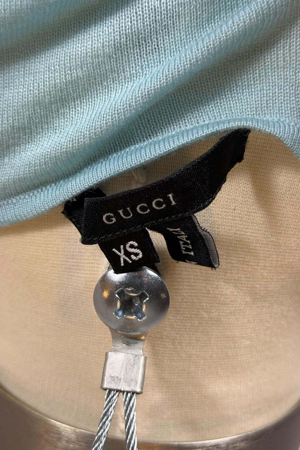 Gucci Light Blue Wool Knit Hook Closure Cardigan | Italian Secondhand