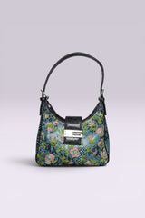 Guess Blue Embroidered Python-Embossed Vegan Leather Bag | American Vintage