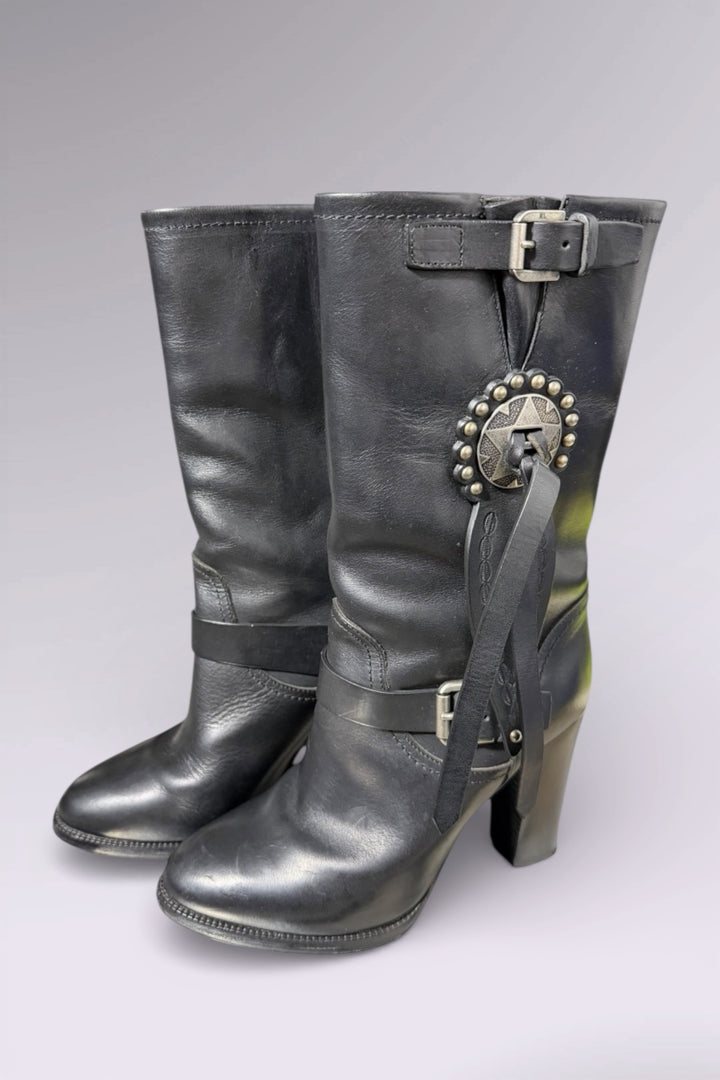 Ralph Lauren Purple Label Leather Concho Boots | American Secondhand