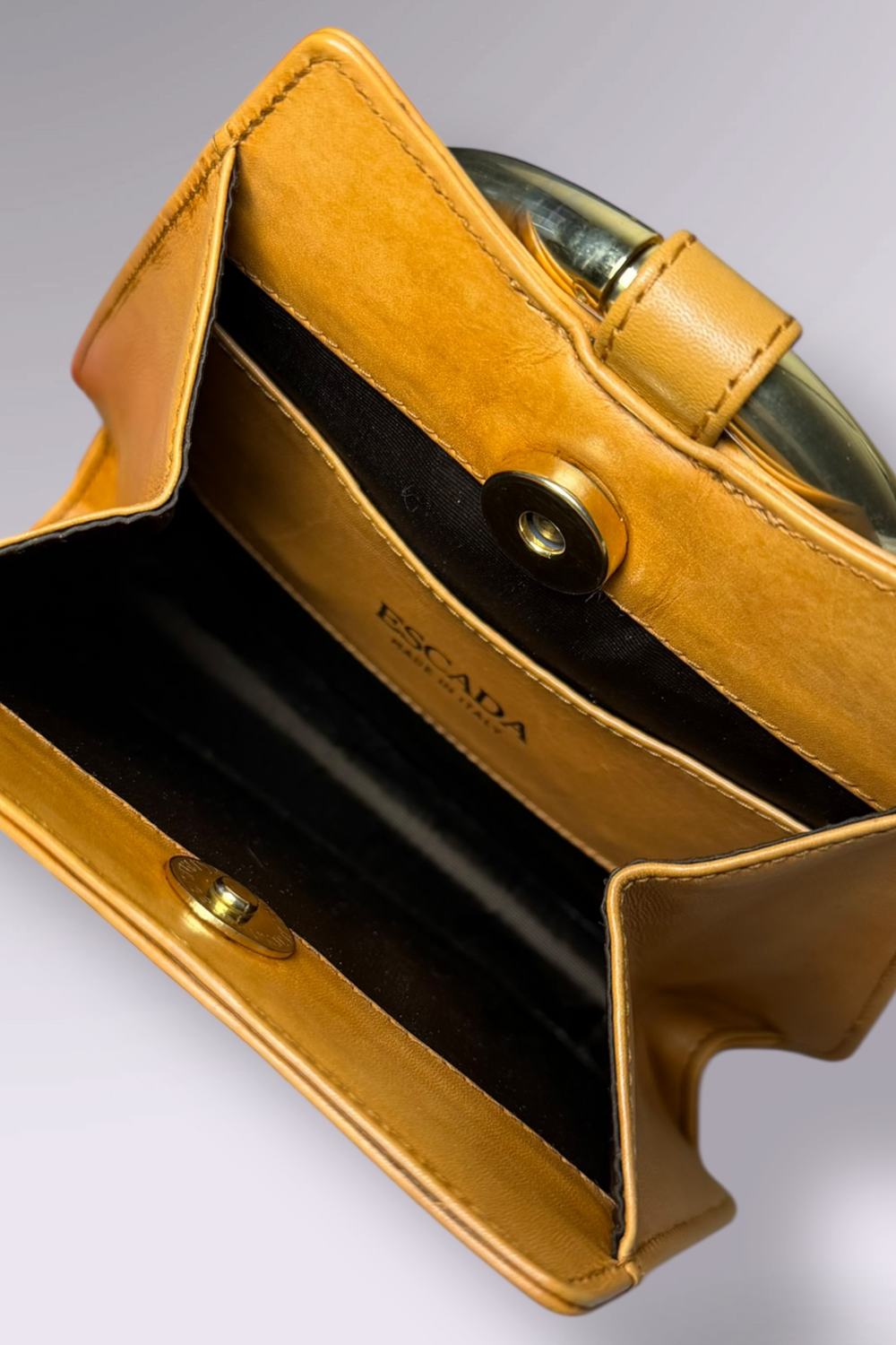 Escada Leather Ring Handle Grommet Bag | Italian Vintage