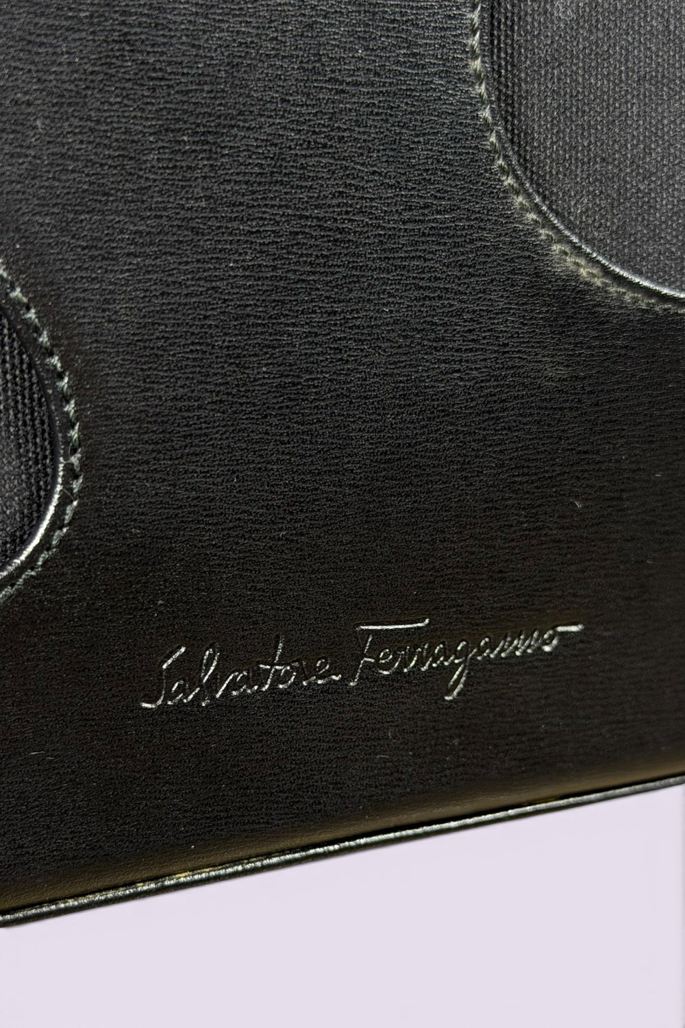 Salvatore Ferragamo Cutout Leather & Canvas Bag | Italian Secondhand