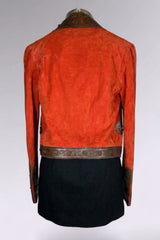 Ralph Lauren Collection Red Suede Leather Appliqué Jacket | Runway Archive