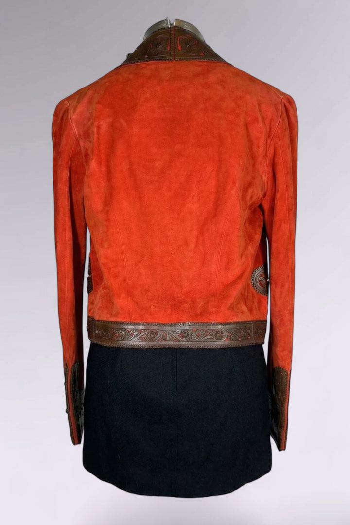 Ralph Lauren Collection Red Suede Leather Appliqué Jacket | Runway Archive