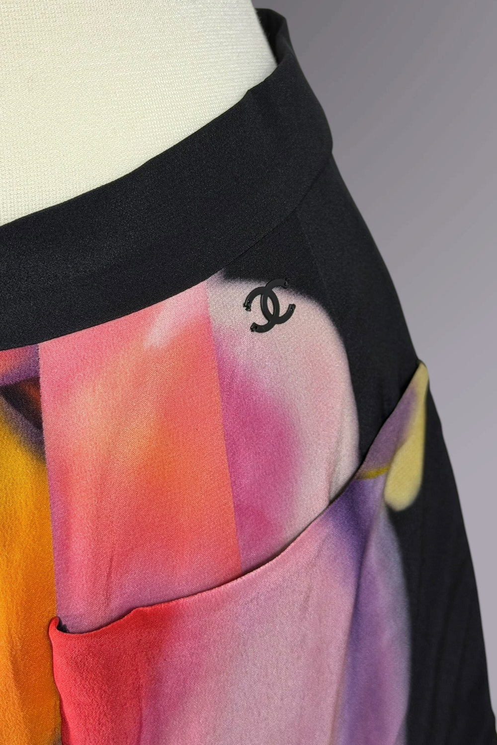 Chanel Abstract Print Silk Pleated Skirt | Runway Archive