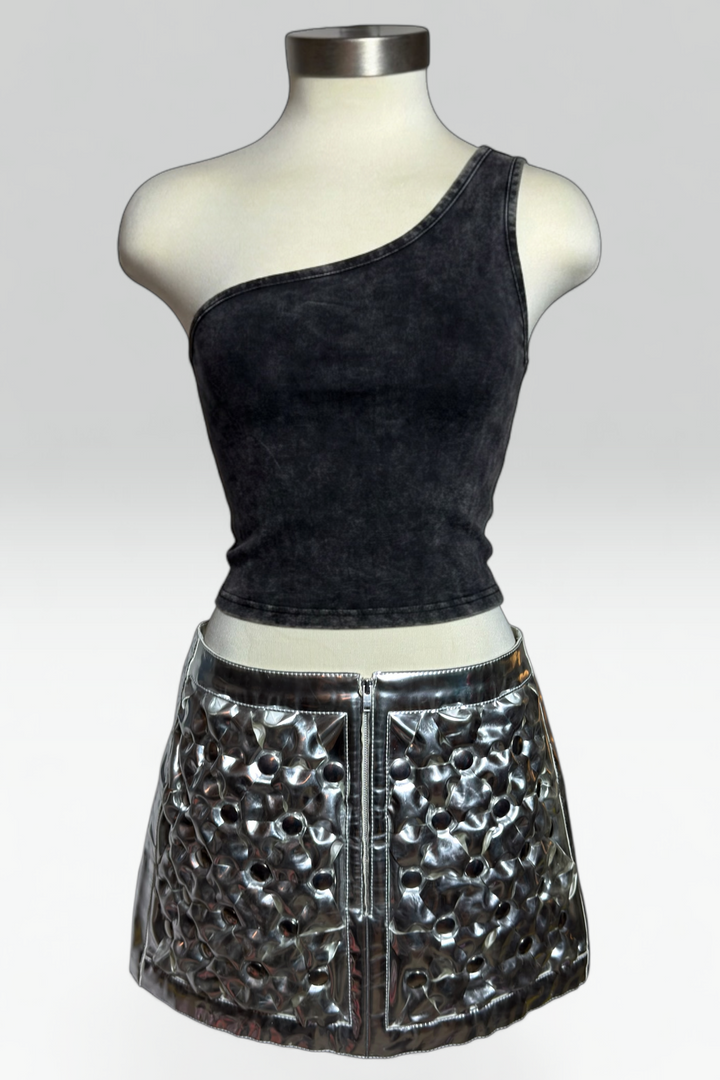 COMING SOON: Courrèges Resort 2017 Metallic Silver Cutout Mini Skirt