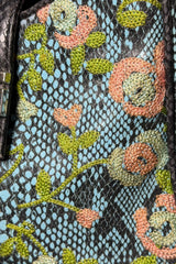 Guess Blue Embroidered Python-Embossed Vegan Leather Bag | American Vintage