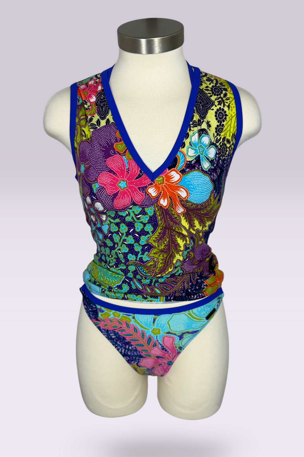 Kenzo Wave Floral Print Bikini & Tank Top Set | Japanese Secondhand