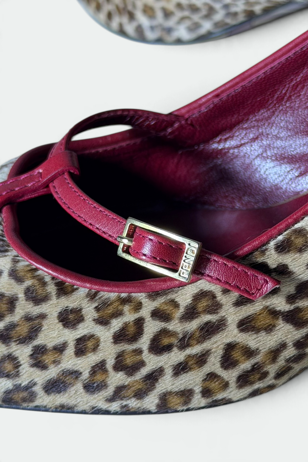 COMING SOON: FENDI LEOPARD PRINT RED LEATHER T-STRAP KITTEN HEELS | ITALIAN SECONDHAND