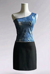 Pimkie One-Shoulder Patchwork Top | French Vintage
