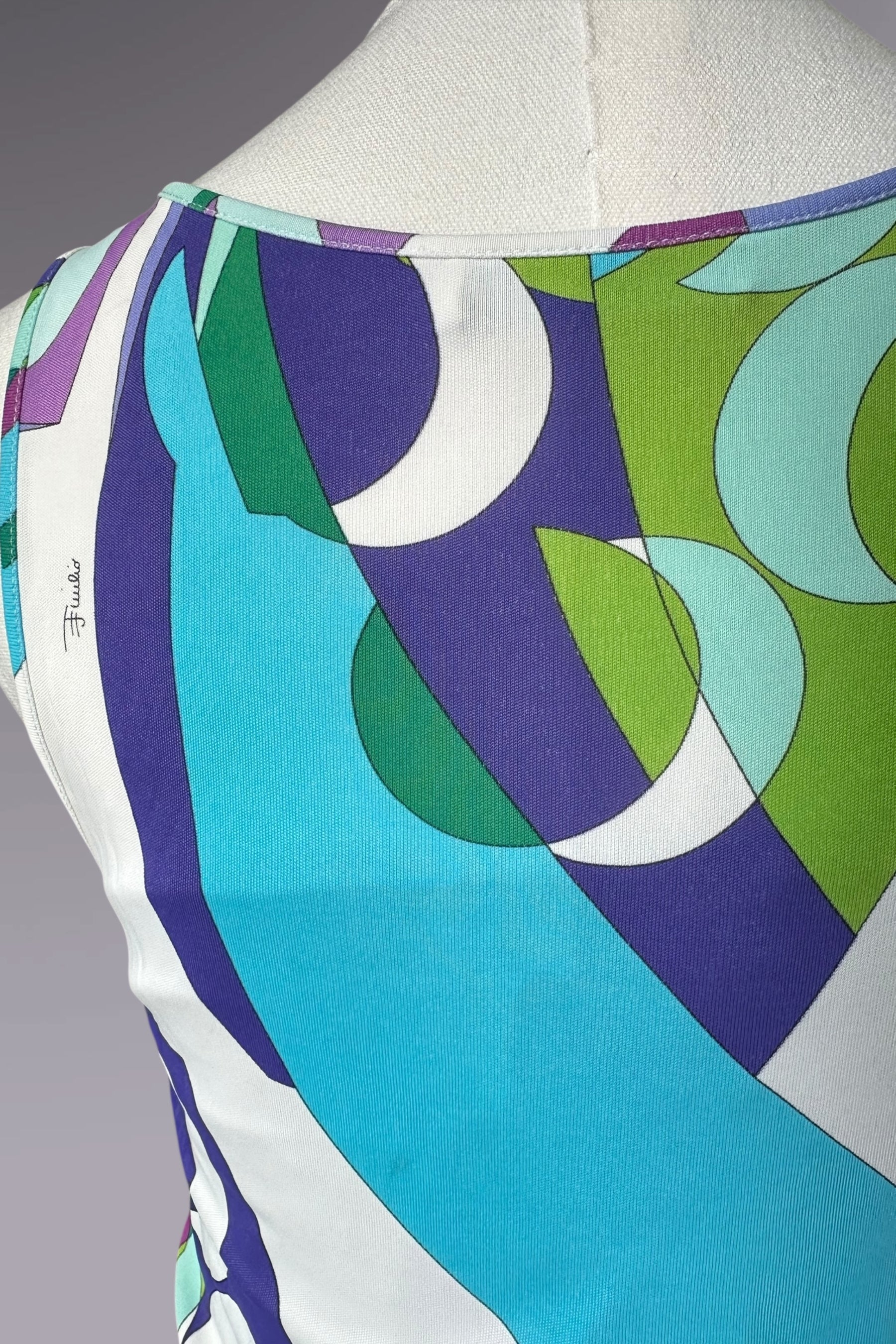 Emilio Pucci Blue & Purple Sleeveless Printed Top | Italian Vintage