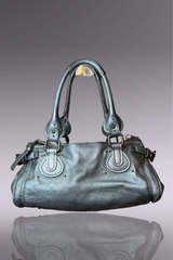 Chloé Paddington Metallic Blue Leather Bag | French Designer Secondhand