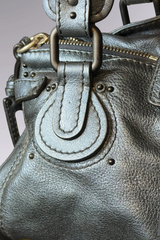 Chloé Paddington Metallic Blue Leather Bag | French Designer Secondhand