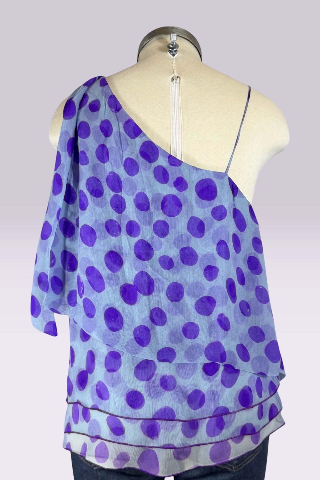 Giorgio Armani Silk Polka Dot One Shoulder Top and Scarf | Italian Secondhand