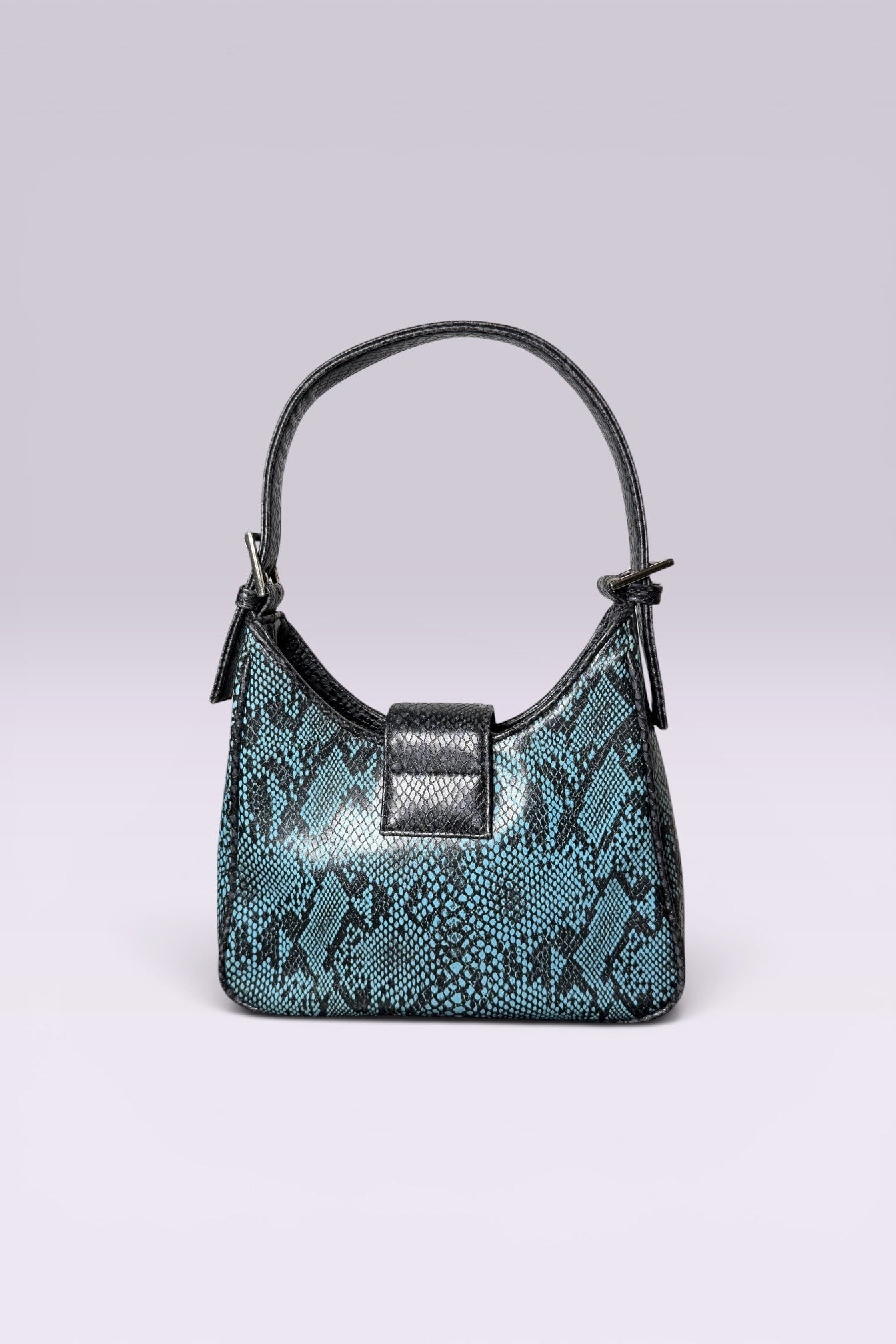 Guess Blue Embroidered Python-Embossed Vegan Leather Bag | American Vintage